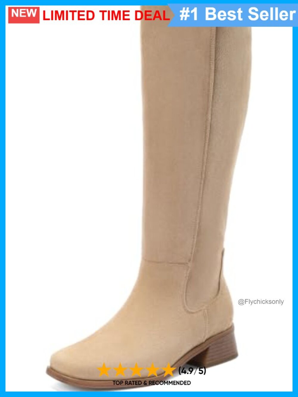 Wide Calf Knee High Boots Square Toe Low Block Heel Faux Suede